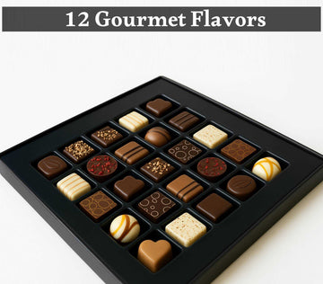Andy Anand Belgian Chocolate Truffles Gift Box – Gourmet Bonbon Ganache Assortment (25 Pcs, 7.8 oz) Made with 60% Chocolate (Cocoa Butter)