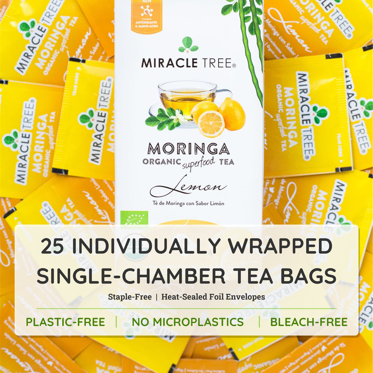 Organic Moringa Tea - Lemon - Caffeine-Free Herbal Tea