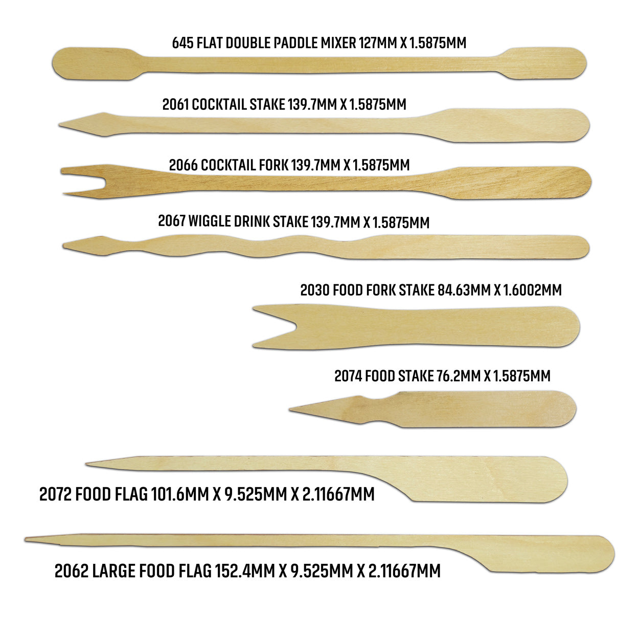Flat Birchwood Food Stakes In Cardboard Reusable Box