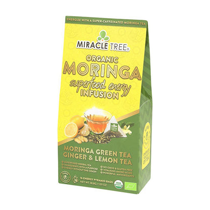 Organic Moringa Energy Tea - Ginger Lemon - Natural Coffee Alternative
