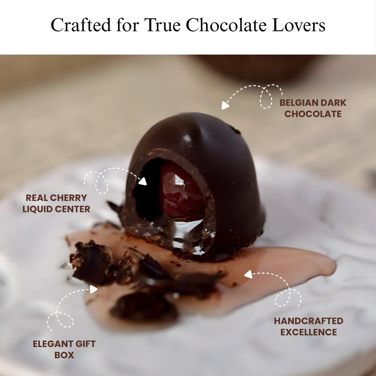 Andy Anand Sugar-Free Cherry Cordial Dark Chocolate Truffles, 48 pc – Vegan, 60% Cocoa Butter, Diabetic-Friendly Valentine's & Birthday Gift