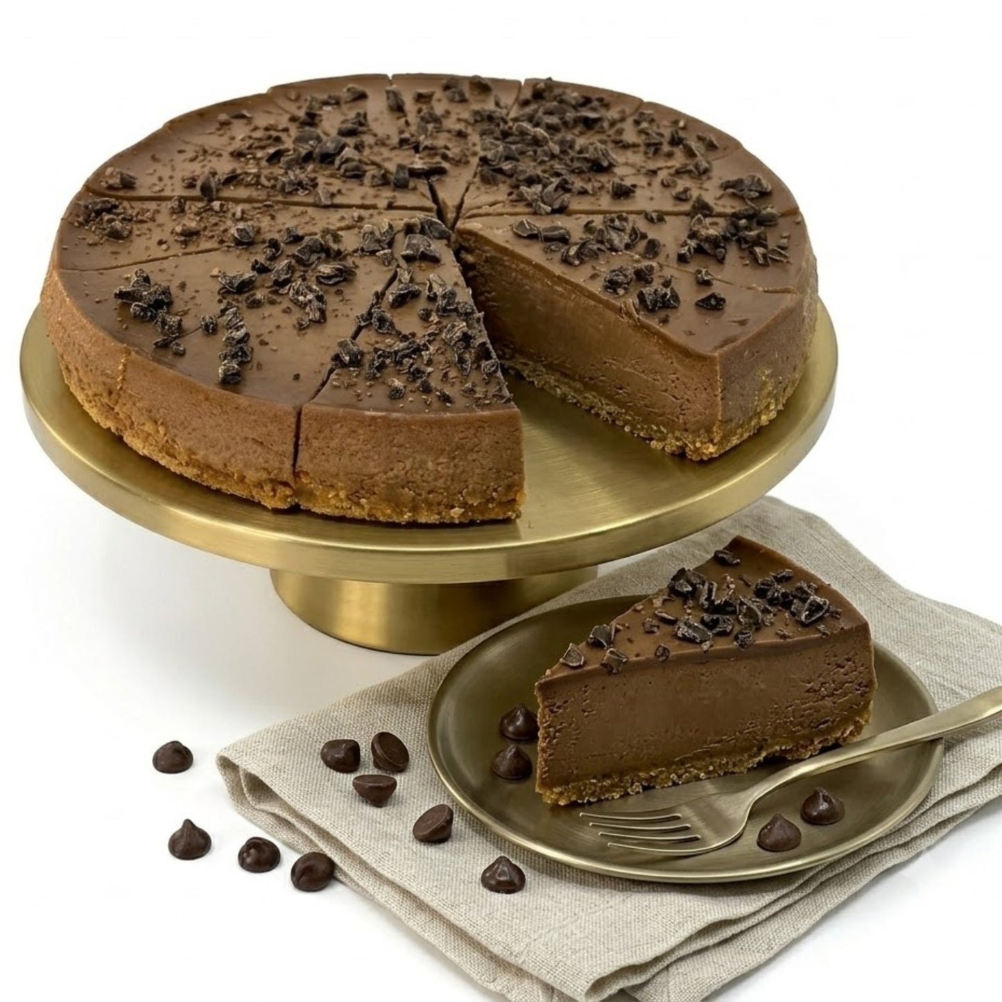 Andy Anand Sugar-Free Dark Chocolate Chip Cheesecake, 9-Inch, 2 lb – Diabetic-Friendly, California Cream Cheese, No Preservatives Gift Box