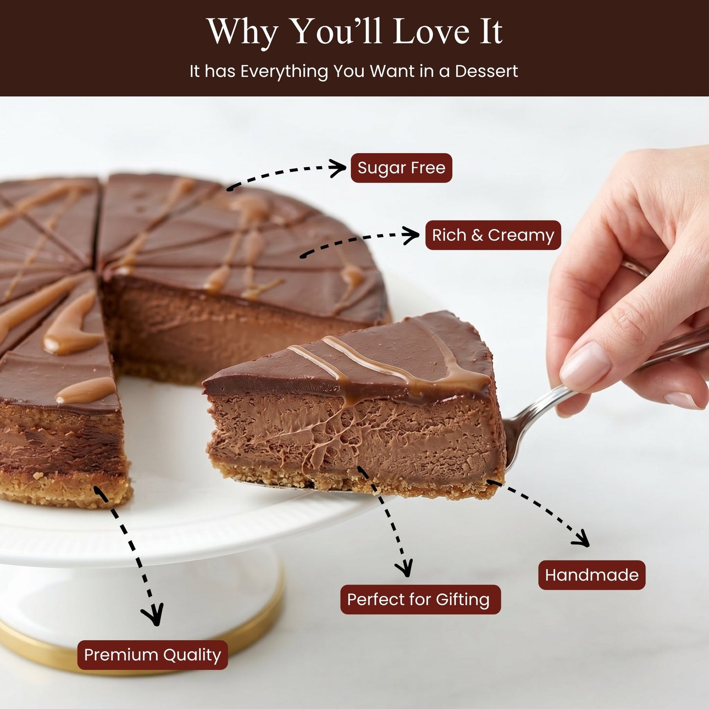Andy Anand Chocolate Fudge Cheesecake, 9-Inch, 2 lb – Freshly Baked, Real California Cream Cheese, No Preservatives, Birthday & Holiday Gift
