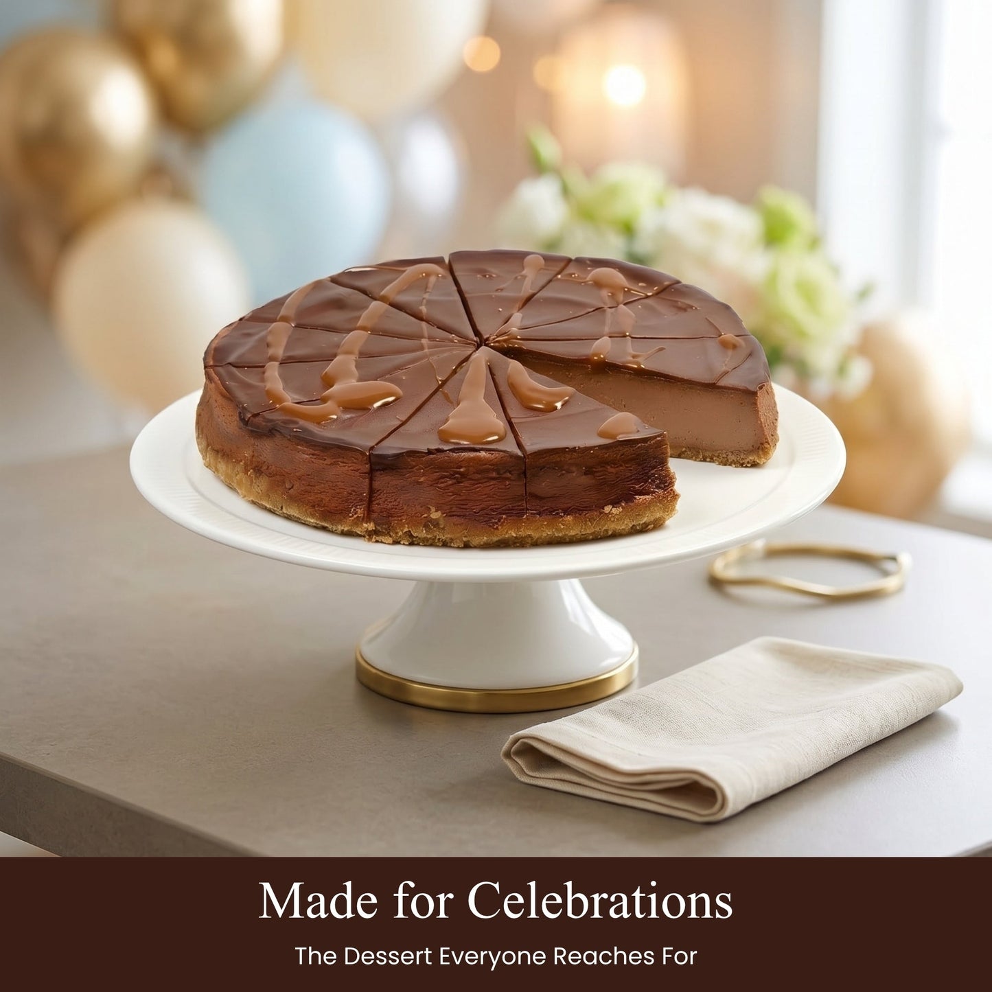 Andy Anand Sugar-Free Chocolate Fudge Cheesecake, 9-Inch, 2 lb – Diabetic-Friendly, NY-Style, Real Cocoa, No Preservatives, Birthday Gift