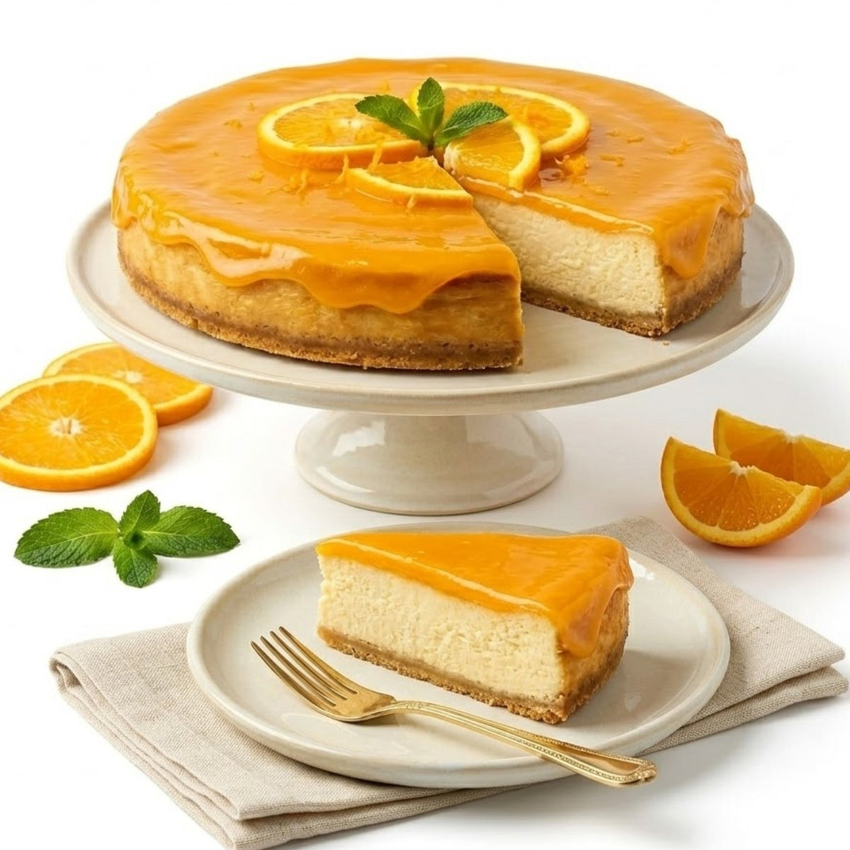Andy Anand Fresh Orange Cheesecake, 9-Inch, 2 lb – Hand-Baked NY-Style, Real California Cream Cheese, No Preservatives, Birthday Gift Box