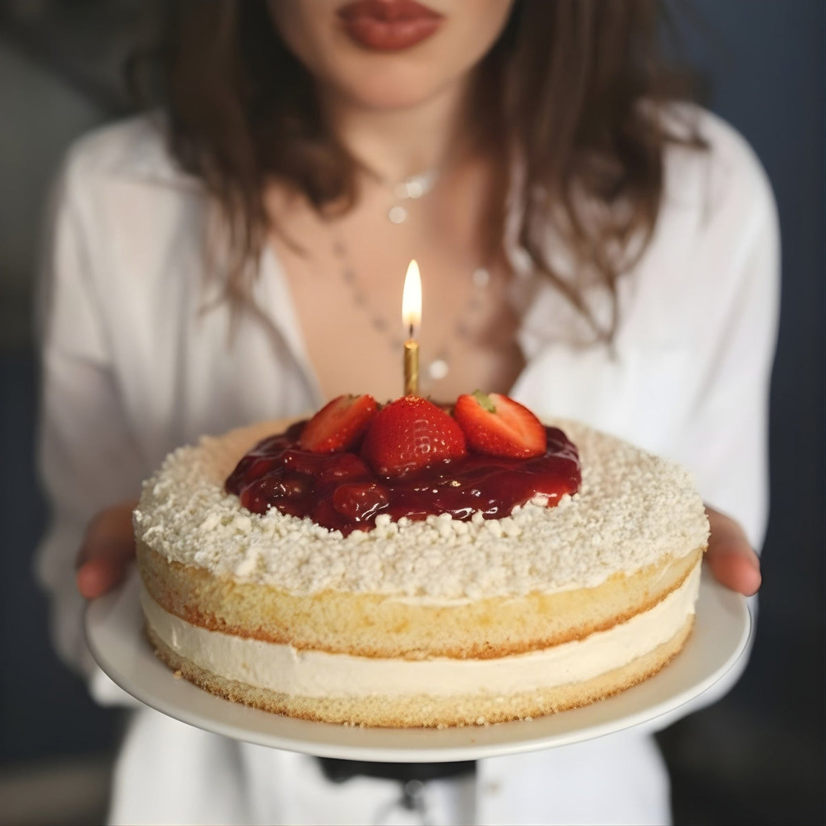 Andy Anand Sugar-Free White Chocolate Strawberry Cake, 2.5 lb – Keto & Diabetic-Friendly, Real Strawberries, Creamy White Chocolate Gift