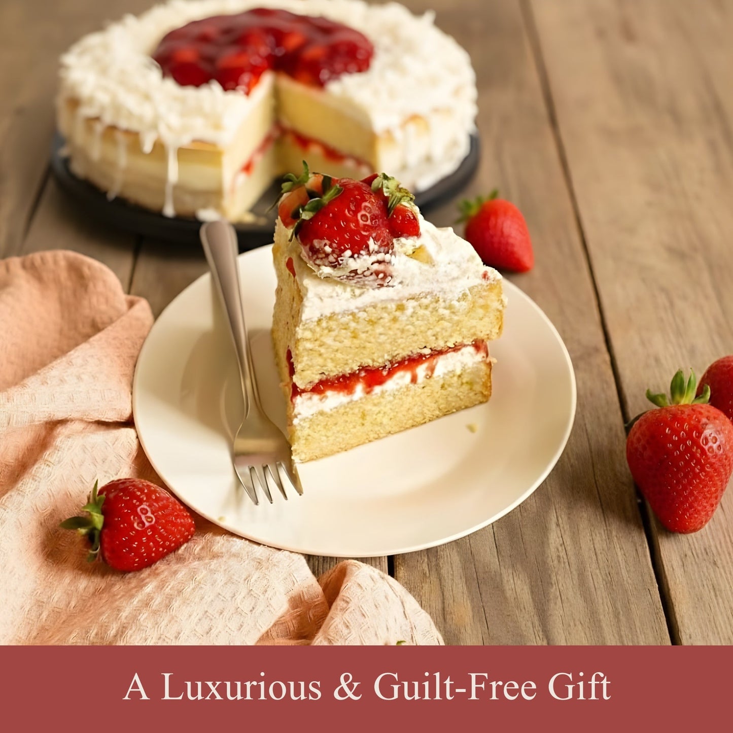 Andy Anand Sugar-Free White Chocolate Strawberry Cake, 2.5 lb – Keto & Diabetic-Friendly, Real Strawberries, Creamy White Chocolate Gift