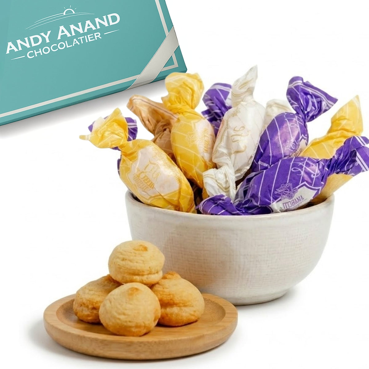 Andy Anand Italian Amaretti Almond Cookies, 20 pc, 8 Flavors – Gluten-Free, Baked in Italy, Authentic Recipe, Birthday & Holiday Gift Box