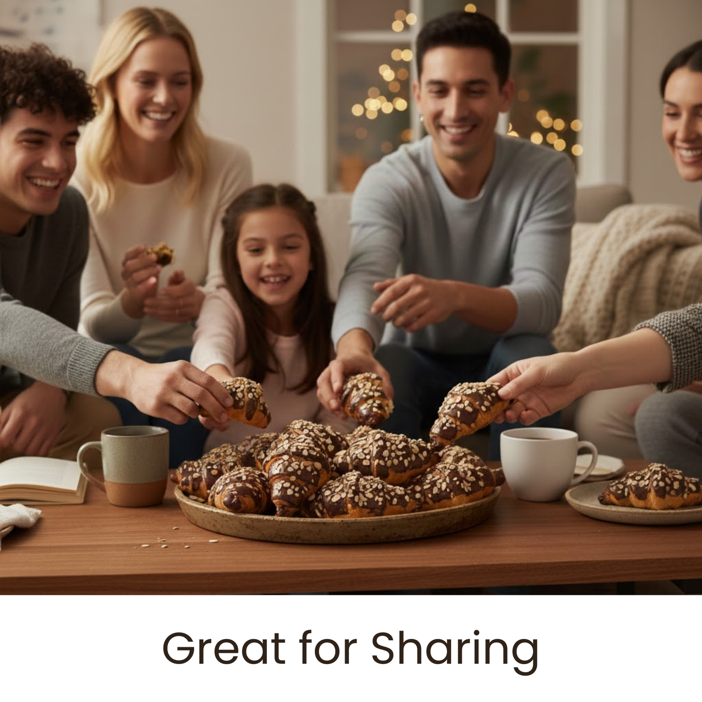 Andy Anand Sugar-Free Dark Chocolate Almond Croissant Cake, 10 pc, 2 lb – Keto & Diabetic-Friendly, Hand-Rolled, No Preservatives Gift Box