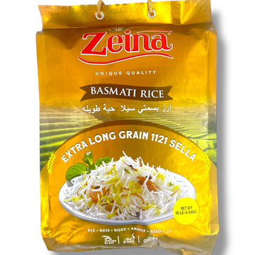 Zeina Extra Long Sella Basmati Rice 10LB - Aromatic, Fluffy, Ideal for Pilafs and Biryanis