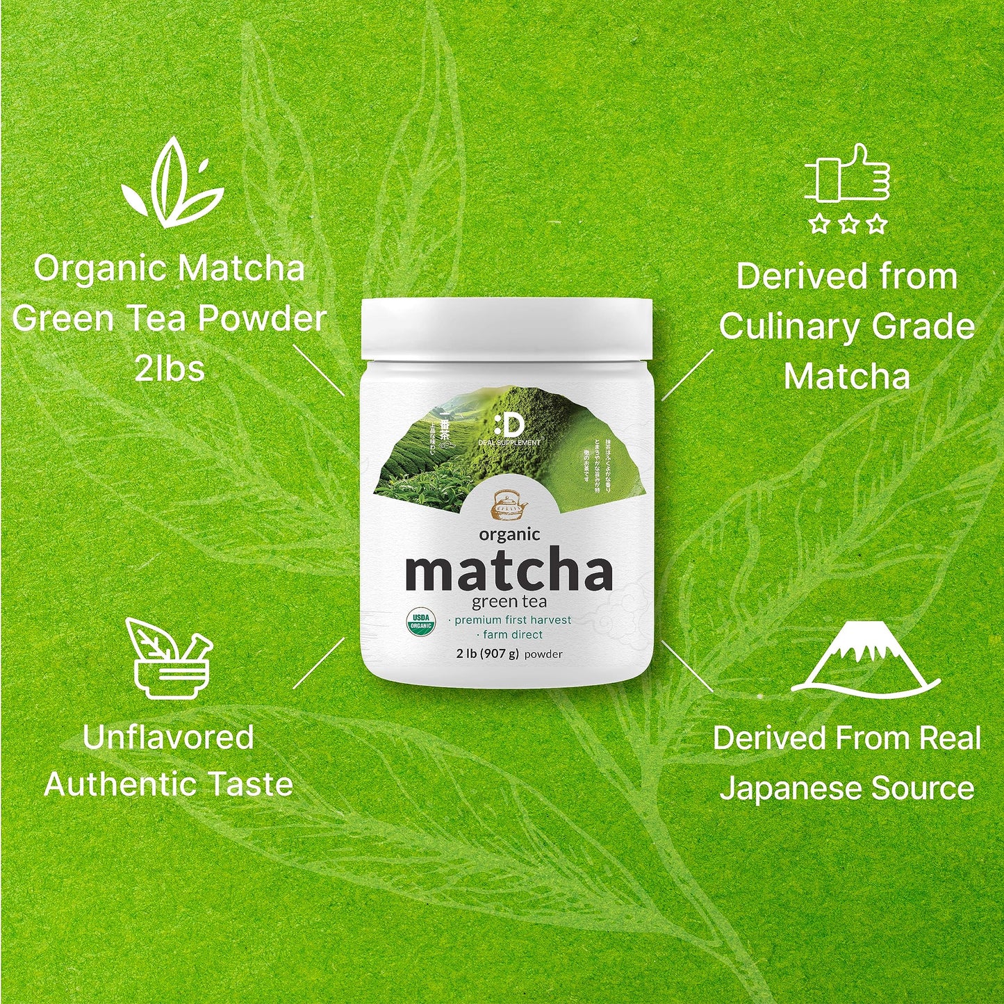 DEAL dietary product Organic Matcha Green Tea Powder, Culinary Grade, 32 Ounce, Non-GMO, Vegetarian, Zero Sugar