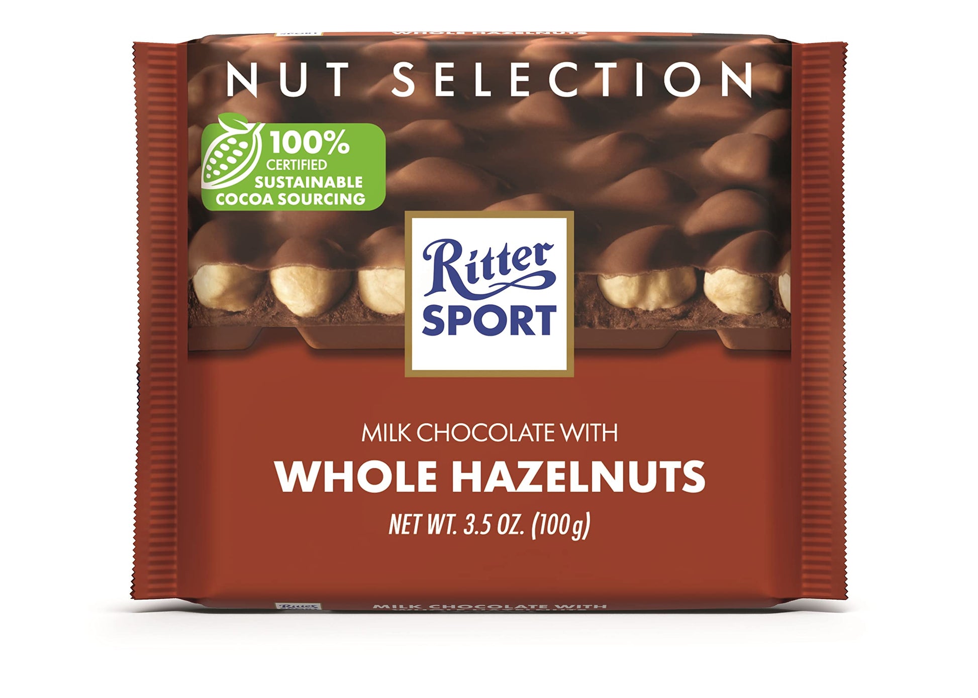 Ritter Sport Chocolate Bars With Nuts (Milk Chocolate With Hazelnuts, 3.5 Ounce (Pack Of 10)