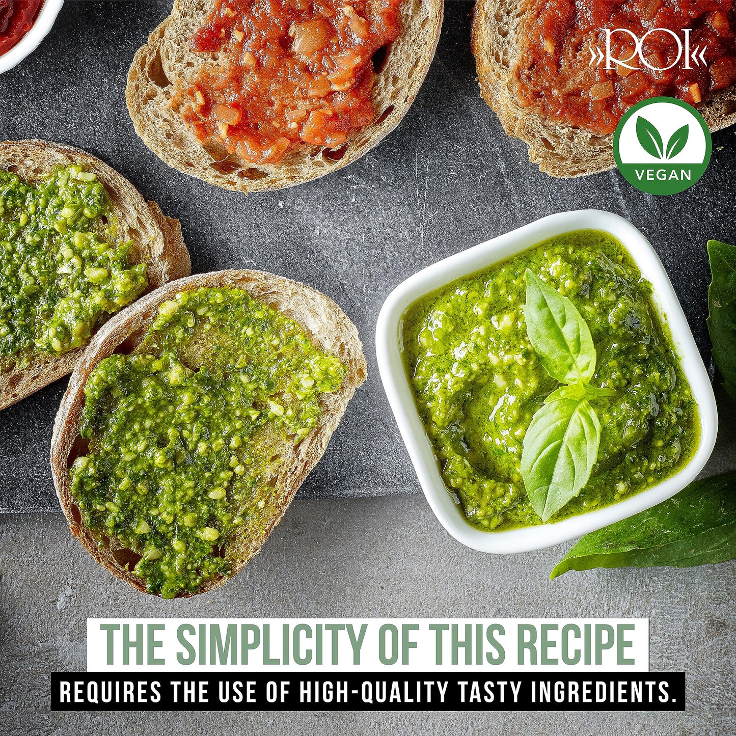 ROI Pesto Sauce - Vegan Pesto - Fresh Ligurian Basil Pesto Made of Genovese DOP basil and EVOO - Gluten Free Pesto - Keto Friend