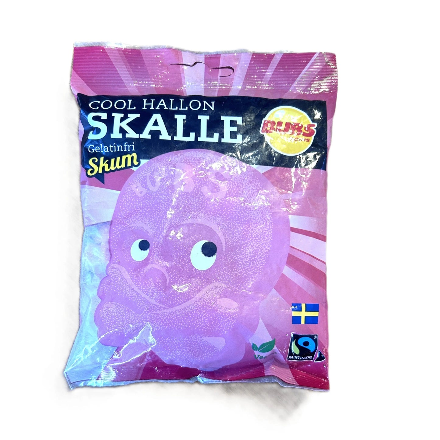 BUBS Cool Hallon Skalle Raspberry Foam Candy 90g – Gelatin Free (Sweden)