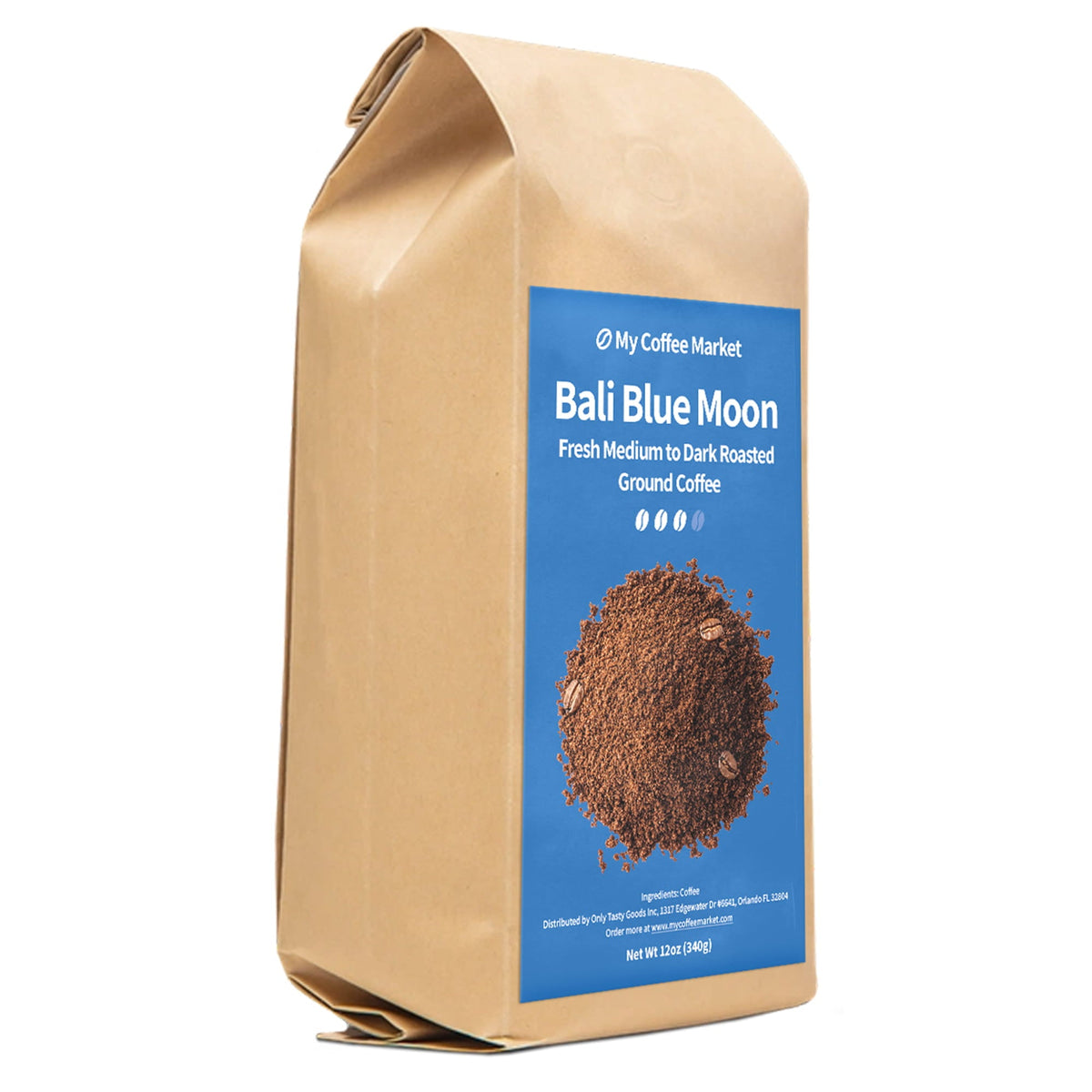 Bali Blue Moon Medium to Dark Roast Ground Coffee 12 oz