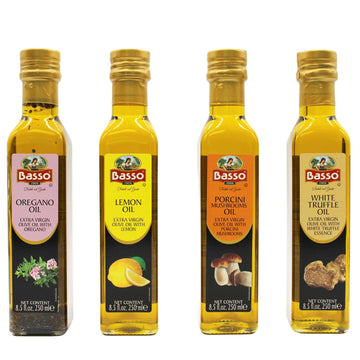 LIQUIDATION! Basso 1904 Infused Extra Virgin Olive Oil Gift Set – 4 x 8.5 fl. oz (250 ml) Best By 01/2026