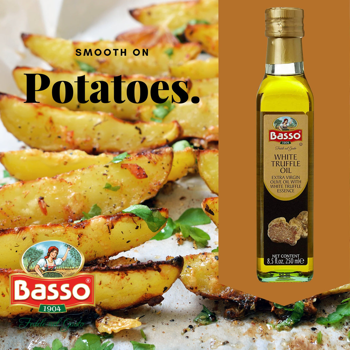 Basso 1904 White Truffle Infused Extra Virgin Olive Oil – Gourmet Finishing Oil – 250 ml (8.5 fl oz)