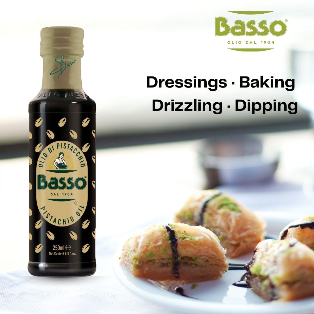 Basso 1904 100% Pistachio Oil – Cold-Pressed Italian Specialty Oil – 250 ml