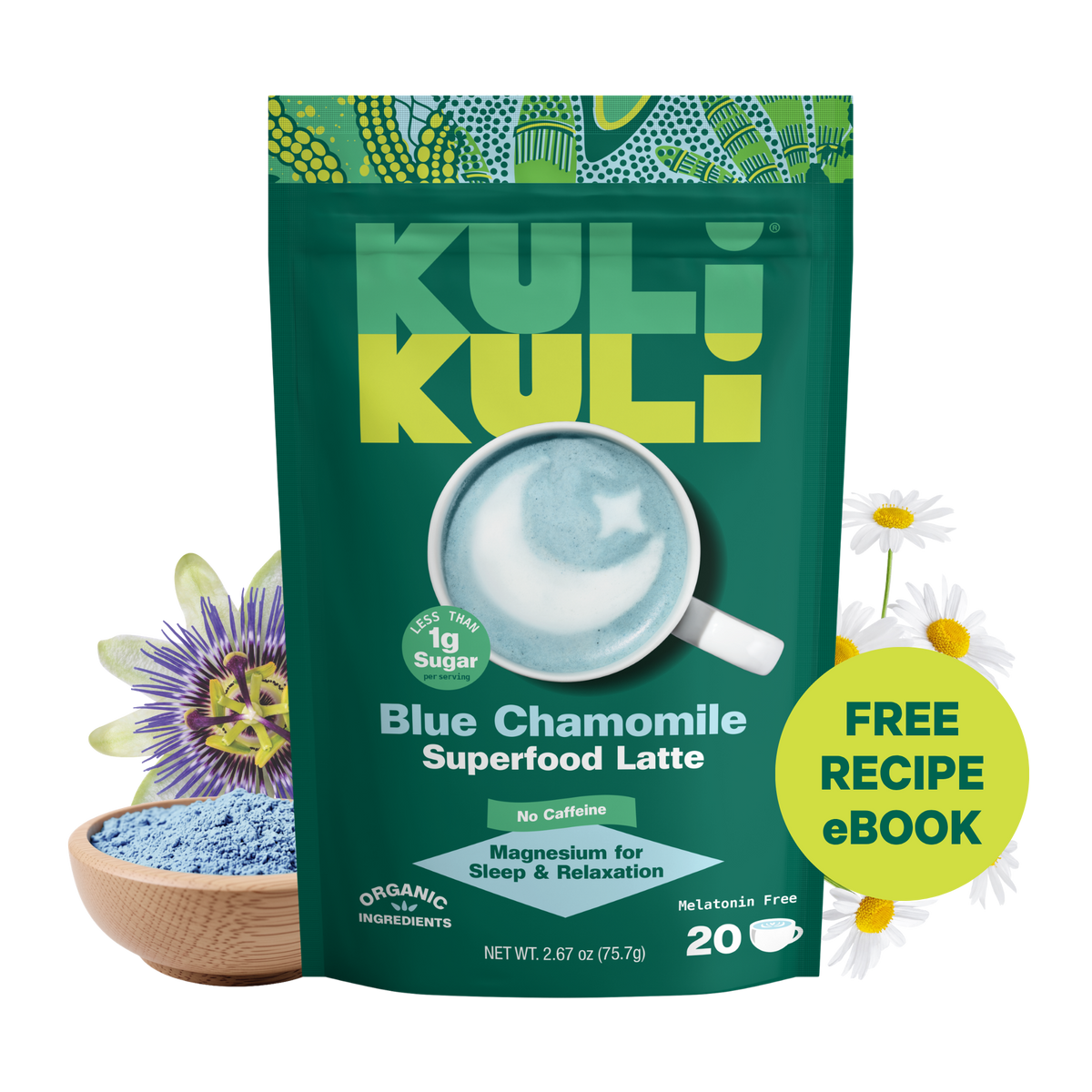 Blue Chamomile Latte for Sleep
