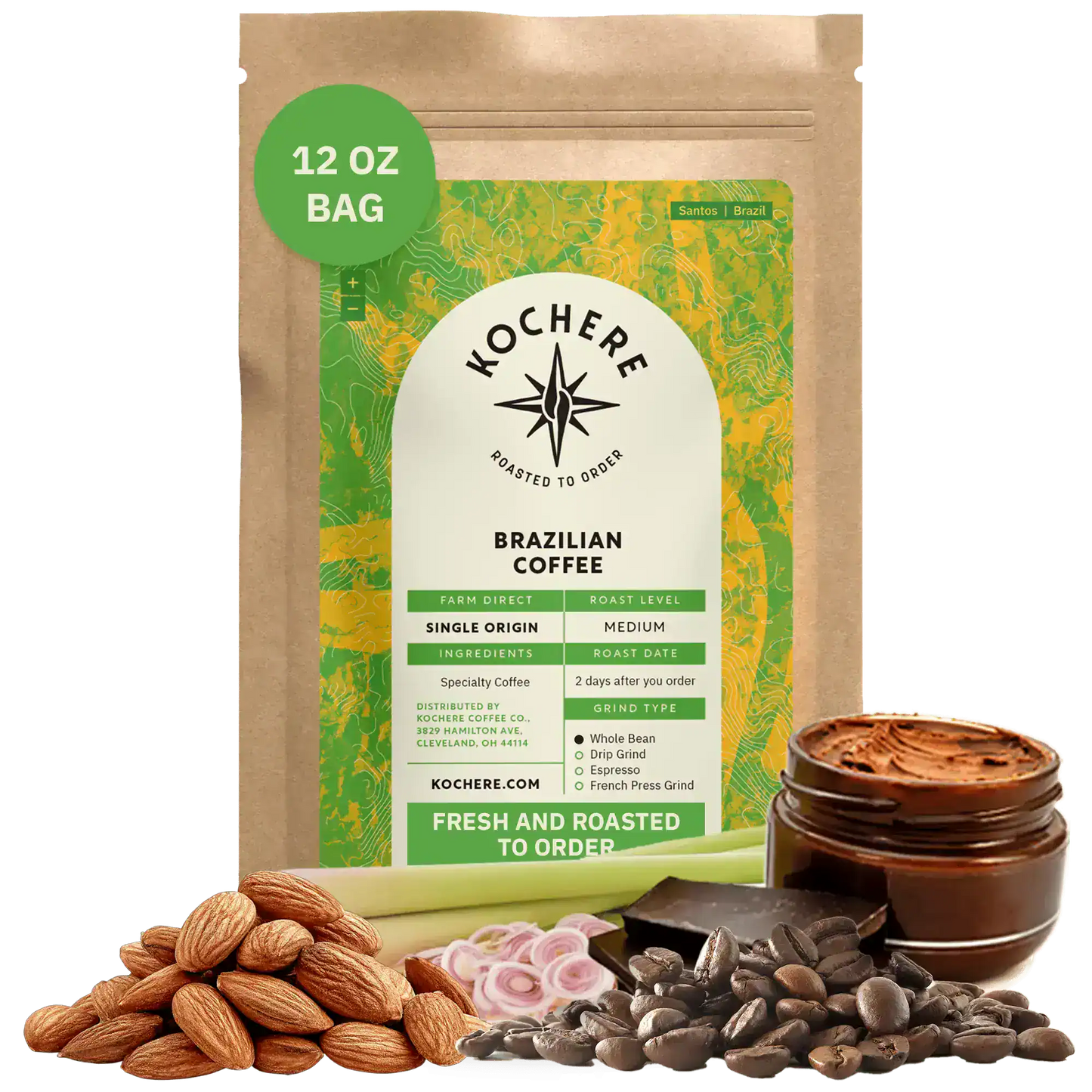 Kochere Coffee Brazilian Santos Medium Roast - Smooth, Elegant, Cocoa Notes