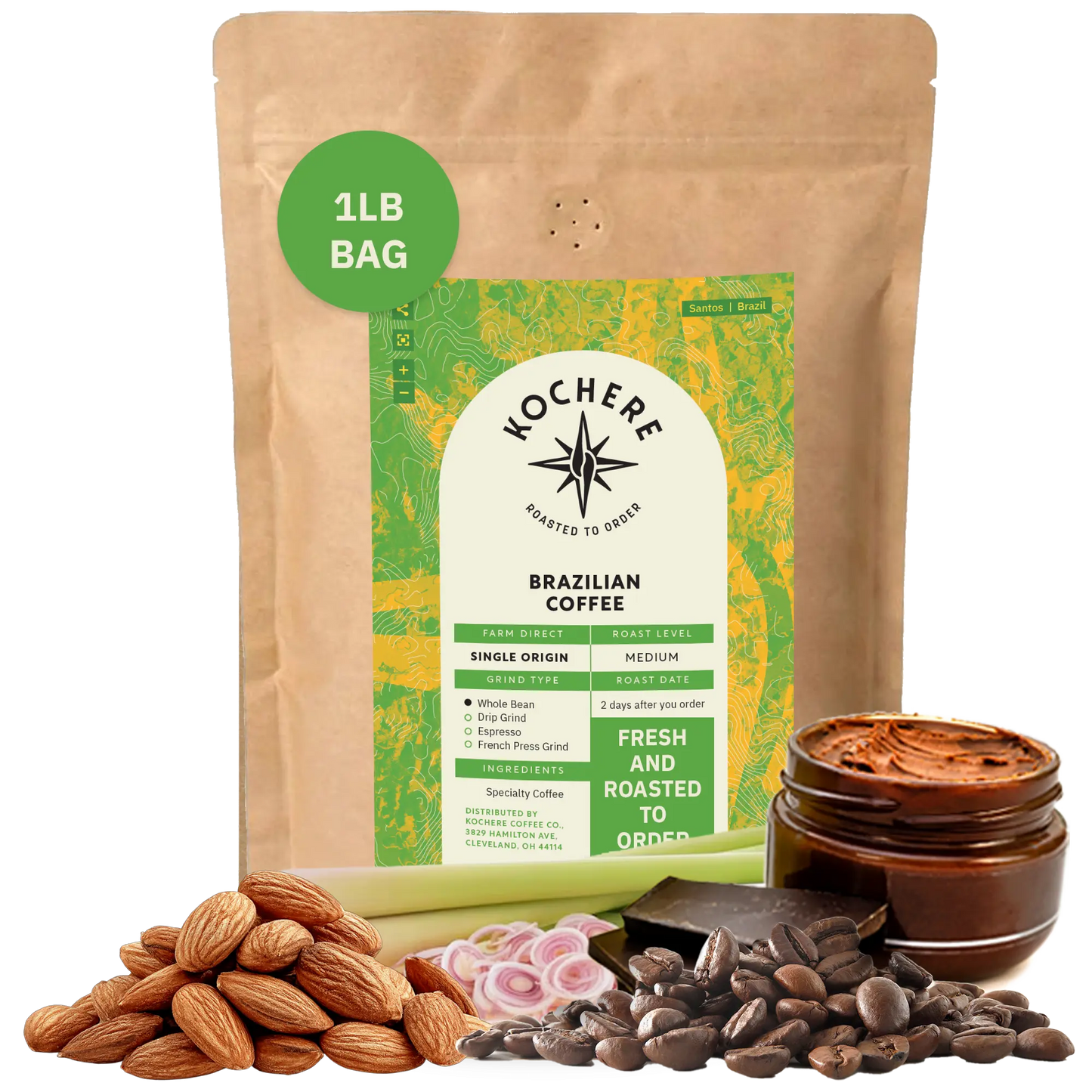Kochere Coffee Brazilian Santos Medium Roast - Smooth, Elegant, Cocoa Notes