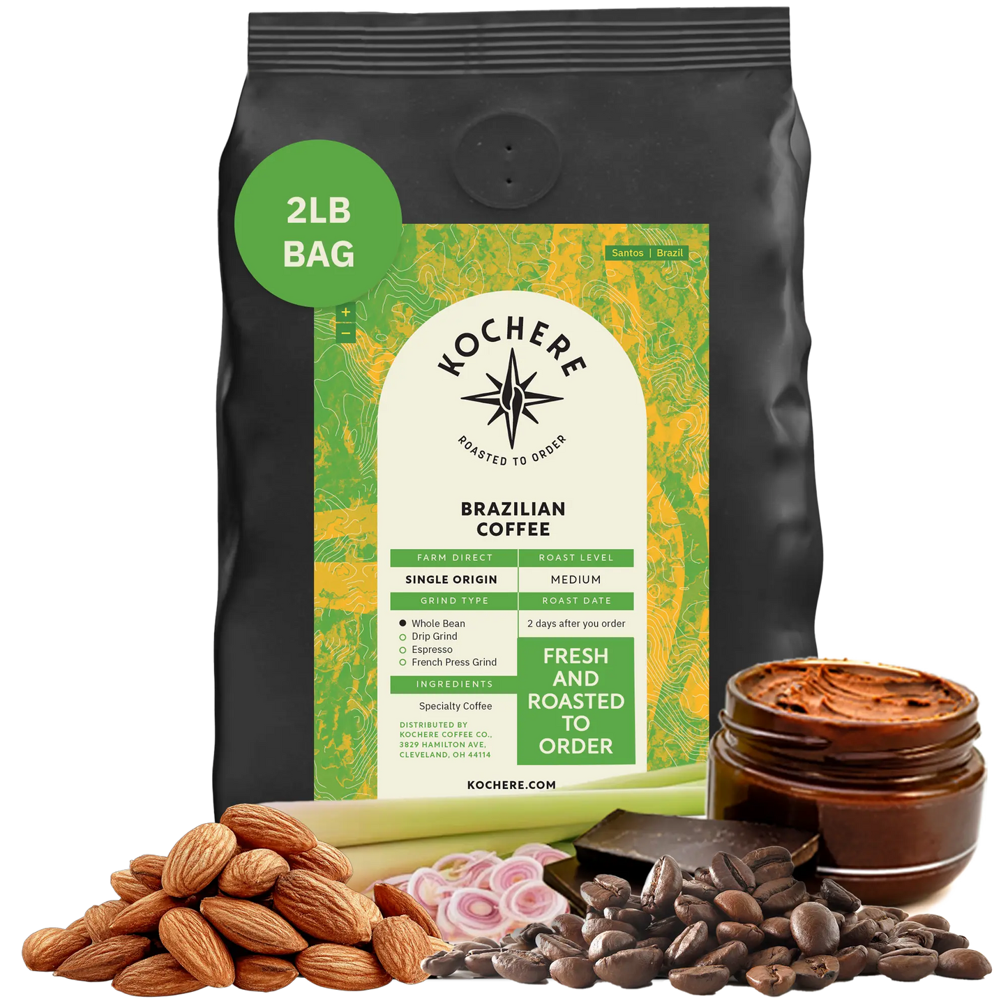Kochere Coffee Brazilian Santos Medium Roast - Smooth, Elegant, Cocoa Notes