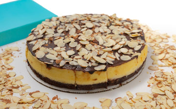 ANDY ANAND CHOCOLATIER Gourmet Fudge Brownie Cheesecake 9" 2.8 lbs. Real California Cream Cheese, Artisan, Halal, Reusable Tray