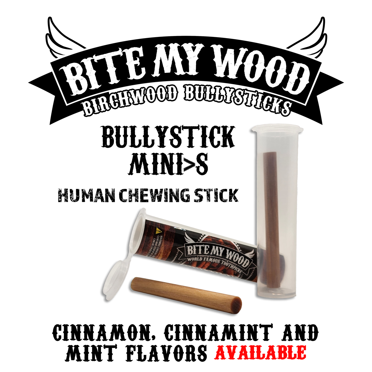 Bully Stick 2.5" Mini - All Natural Birchwood Flavored Human Chewing Sticks | BiteMyWood