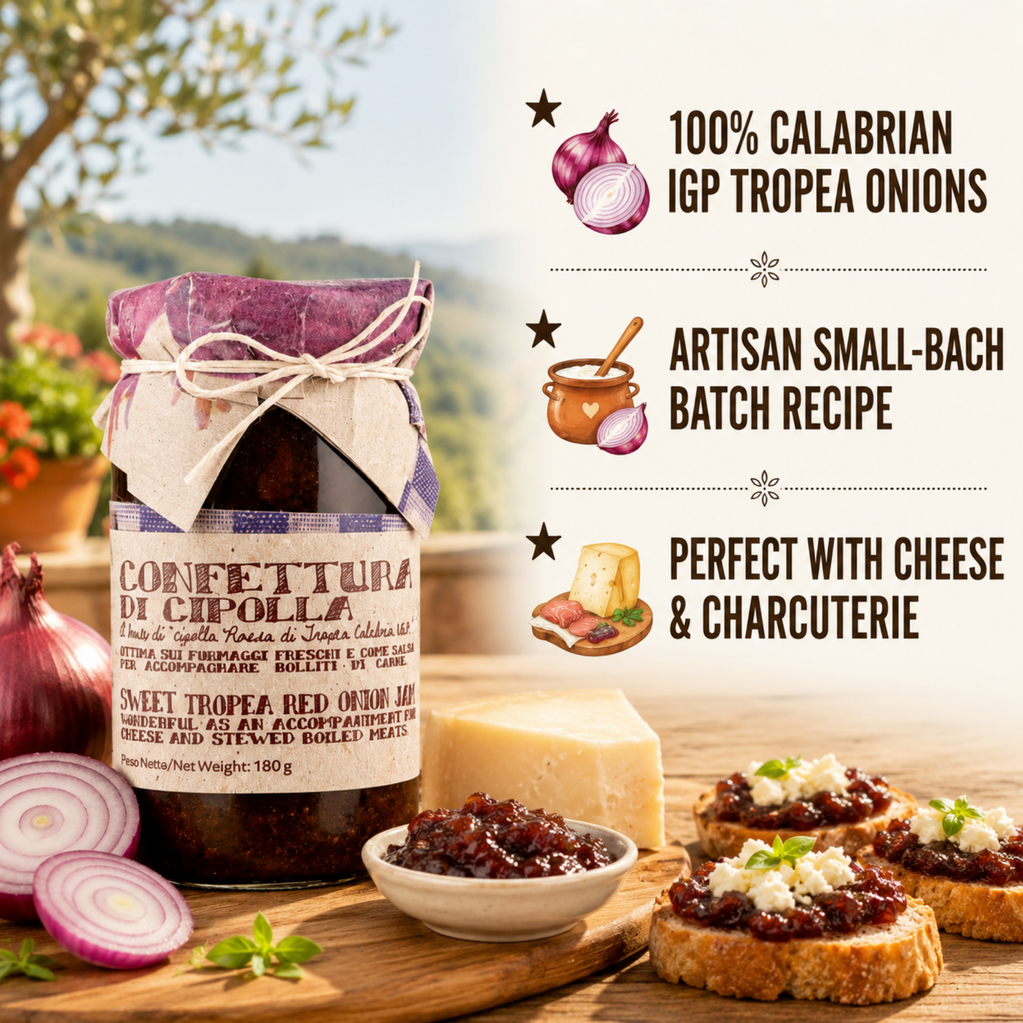 Artigiani dei Sapori, Calabrian Sweet Tropea Onion Jam, 6.3 oz (180g)