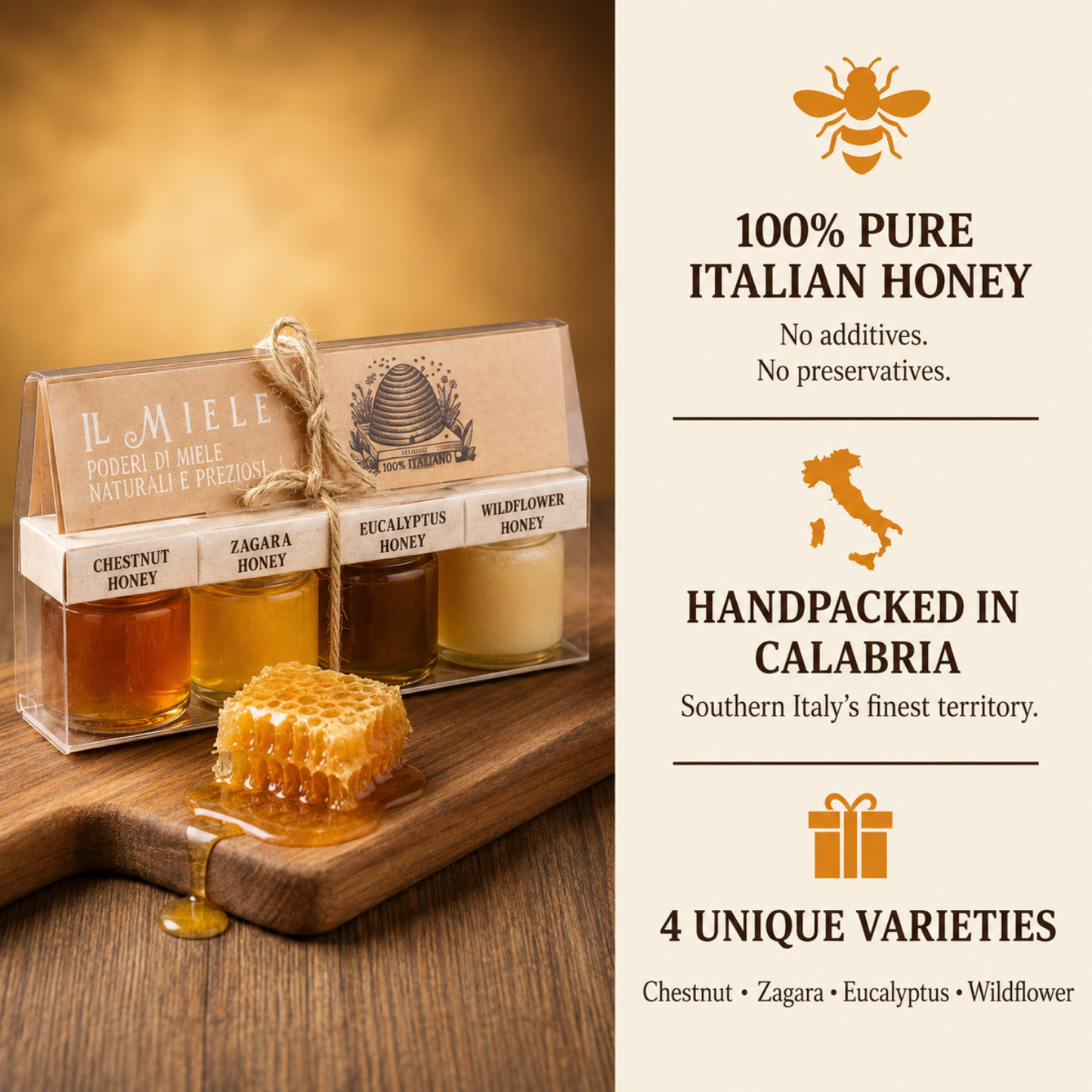 Artigiani dei Sapori, 4 Pack, Various Italian Honey Set "Il Miele"