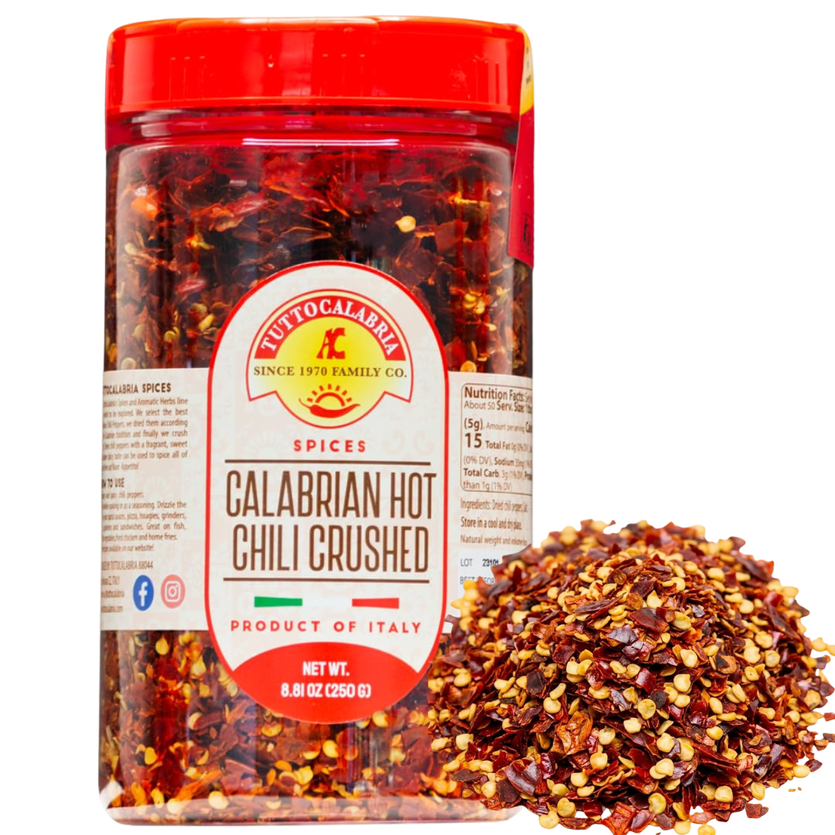 TuttoCalabria Dried Calabrian Chili Flakes – 8.81 oz (250g)