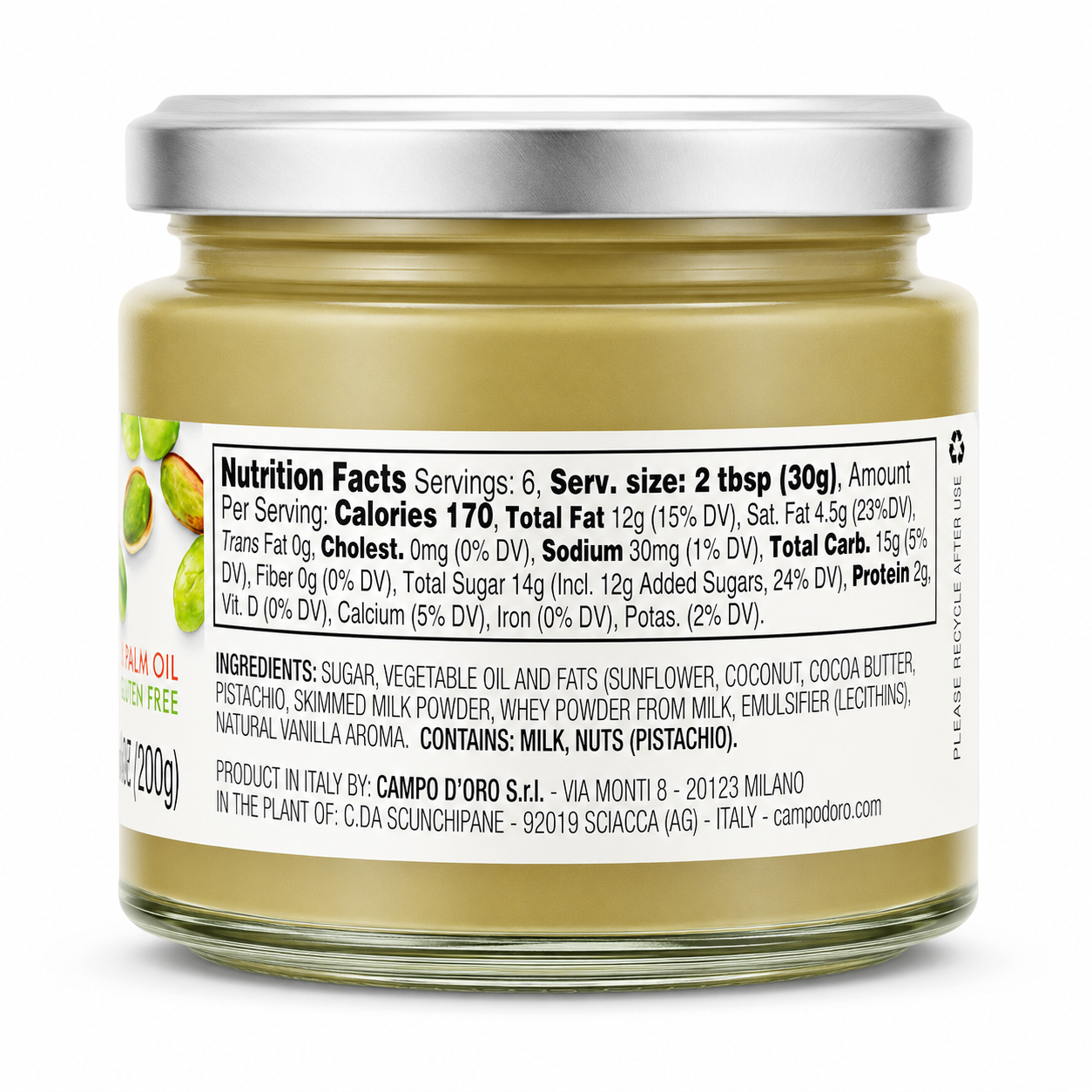 Campo D'Oro, Pistachio Butter Cream, 6.35 oz