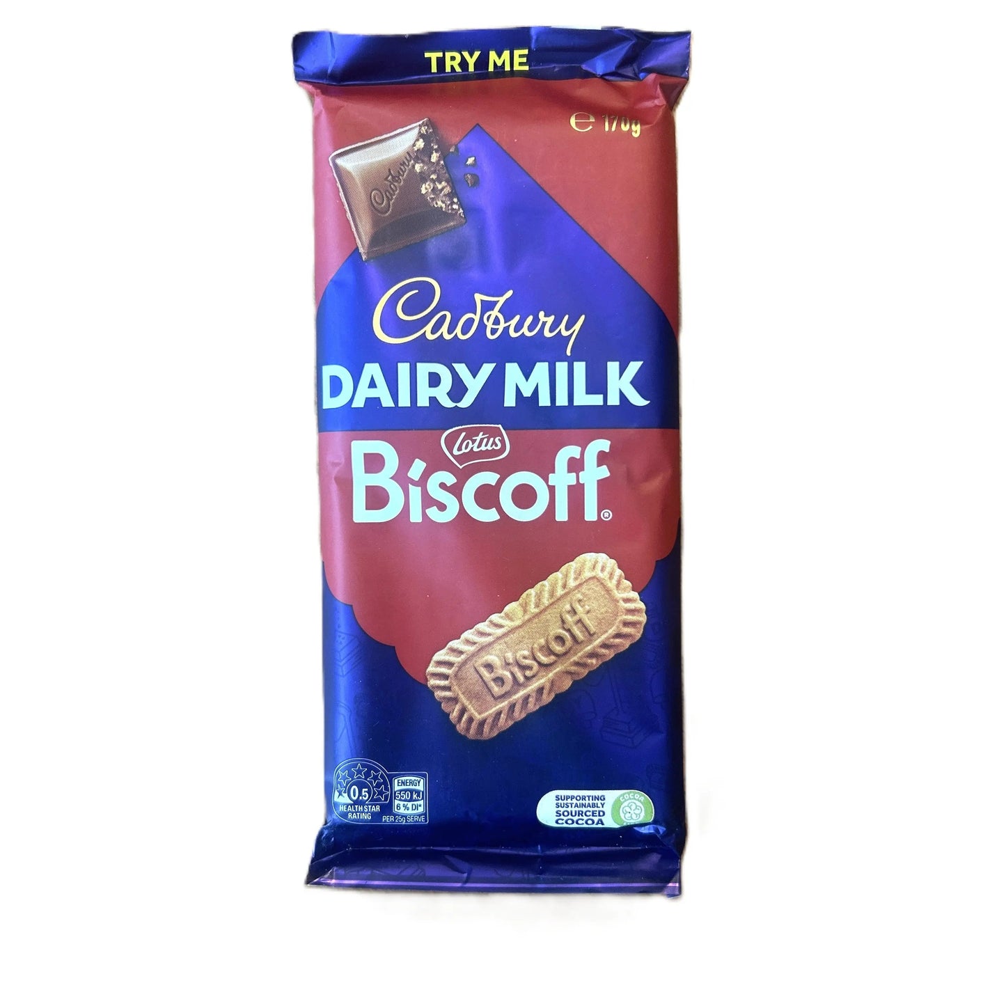 Cadbury Dairy Milk Biscoff 170g – Extra Large Chocolate Bar with Lotus Biscoff (Australia)