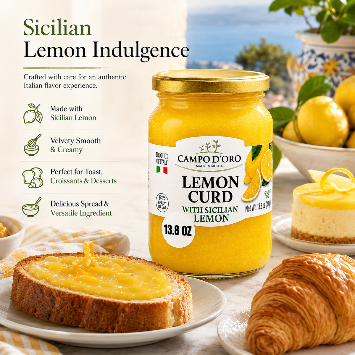 Campo D'Oro, Lemon Curd, 13.8 oz
