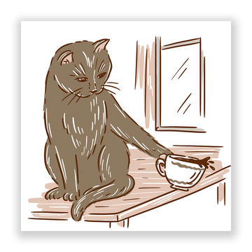 Cat On Table Sticker