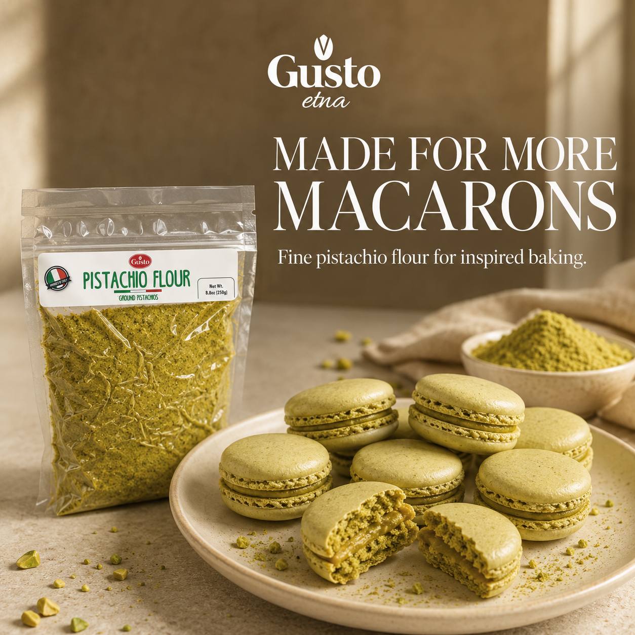 Gusto Etna Sicilian Pistachio Flour – 250g / 8.8 oz