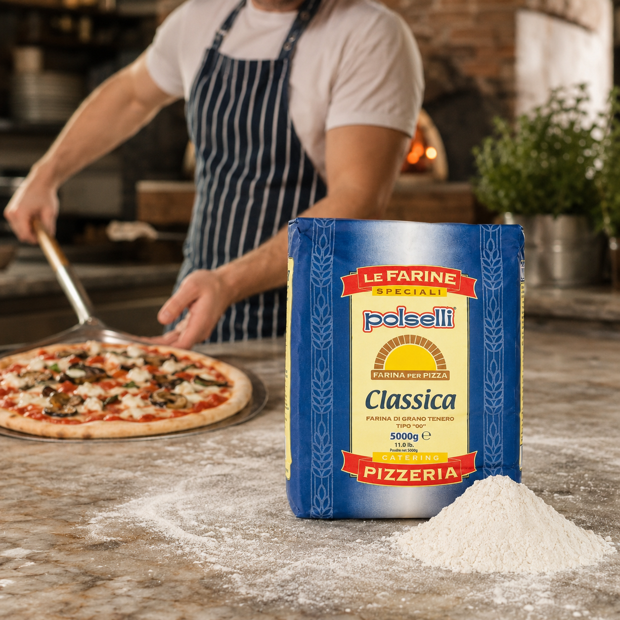 Polselli Classica Tipo 00 Pizza Flour, Authentic Neapolitan Pizza Flour, 5 kg (11 lb)