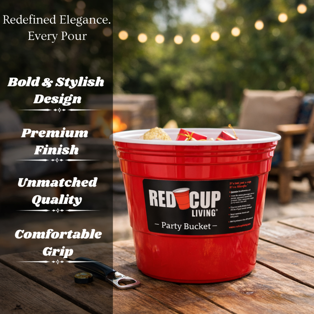 Redcupliving Red Party Ice Bucket | Reusable, Dishwasher-Safe
