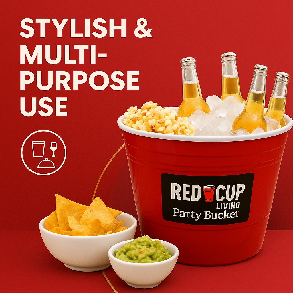 Redcupliving Red Party Ice Bucket | Reusable, Dishwasher-Safe