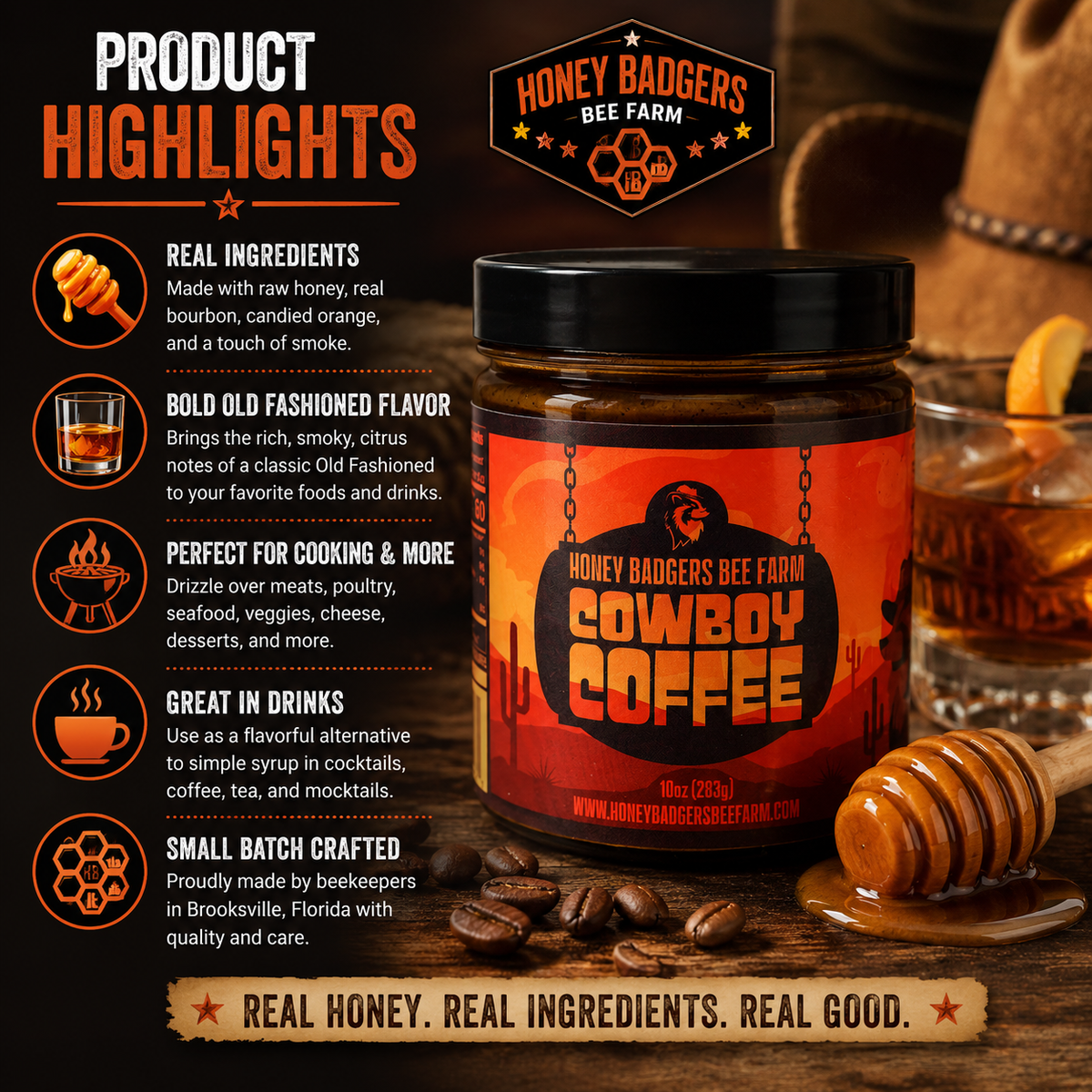 Cowboy Coffee - Instant Honey Coffee - All-in-one - Just add to hot water
