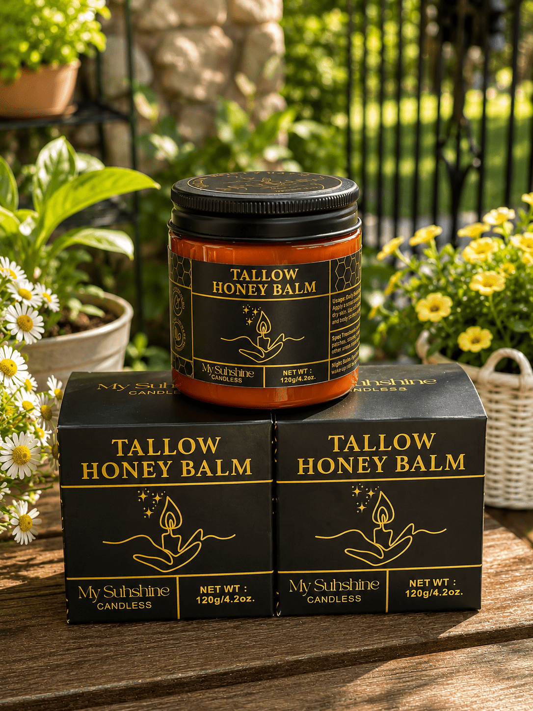 Organic Grass-Fed Beef Tallow Balm with Raw Honey – Handmade Deep Moisturizing Skin Balm for Dry Skin, Face & Body Care