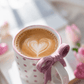 Bowknot Heart Ceramic Mug with Dots Pattern – Romantic Coffee & Tea Cup for Gifts