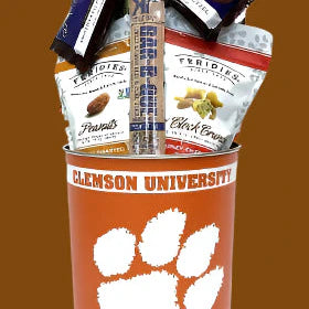 Clemson Tigers Gift Tin Basket - Savory or Sweet Snacks - Made in USA