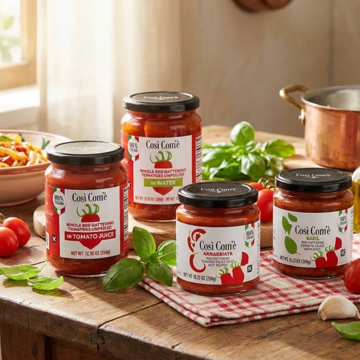 Così Com’è, Red Datterino Tomato Sauce with Basil – 10.23 oz (290 g)
