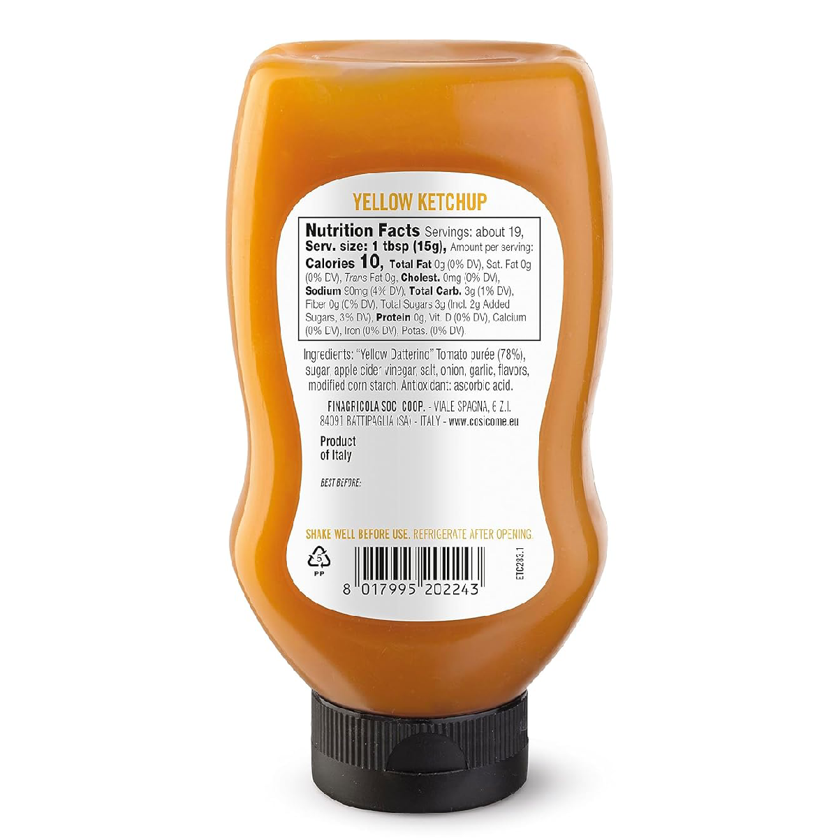 Così Com’è, Italian Yellow Tomato Ketchup – 9.88 oz (280 g)