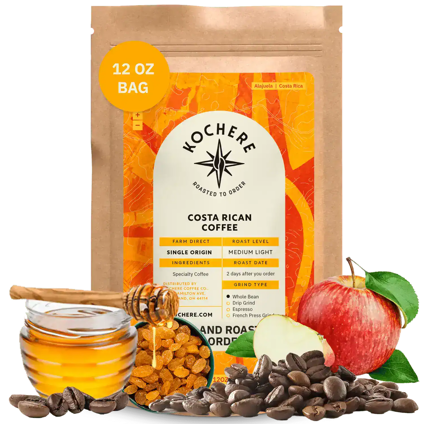 Kochere Coffee Costa Rican Alajuela Medium Roast - Sweet Apple, Raisin Notes