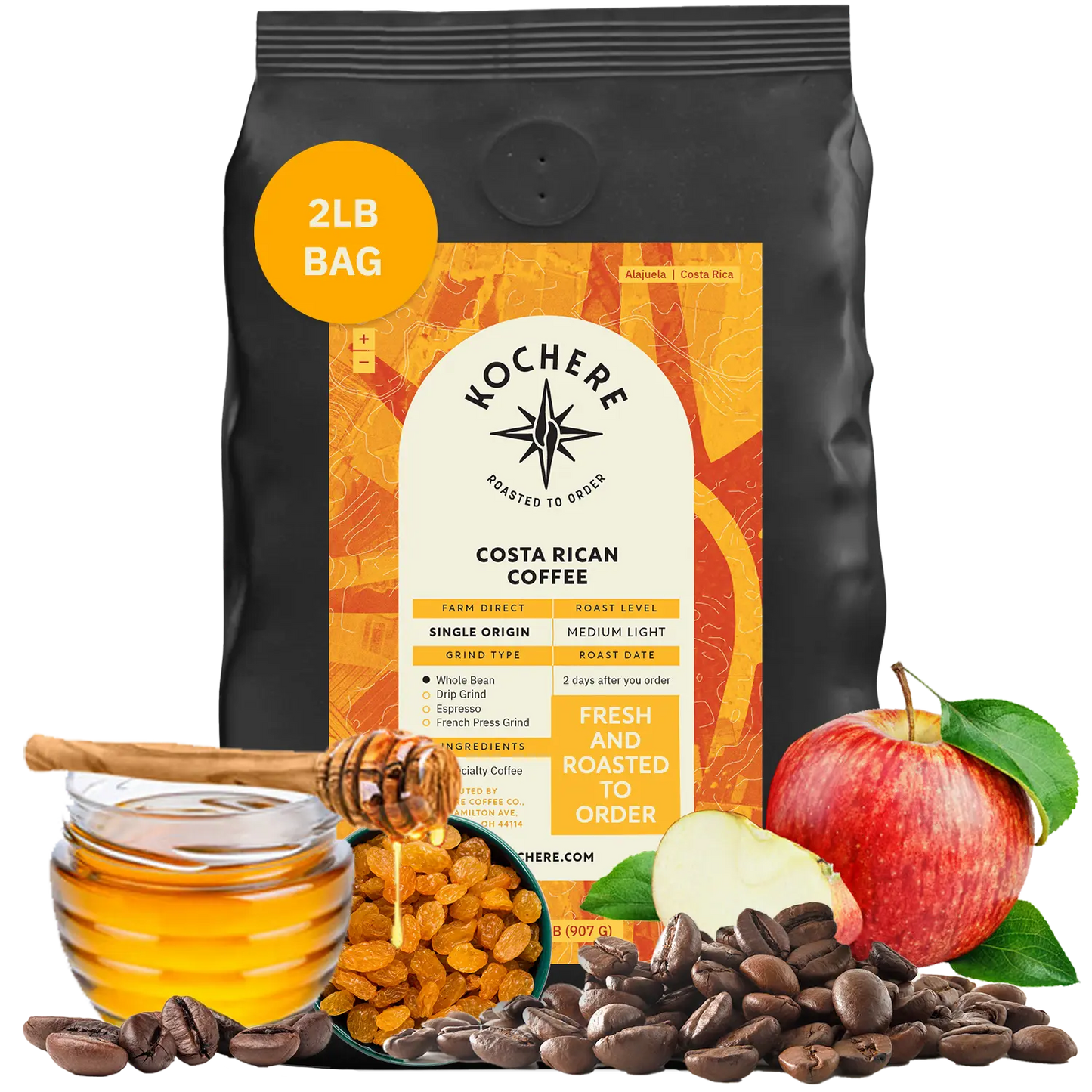 Kochere Coffee Costa Rican Alajuela Medium Roast - Sweet Apple, Raisin Notes