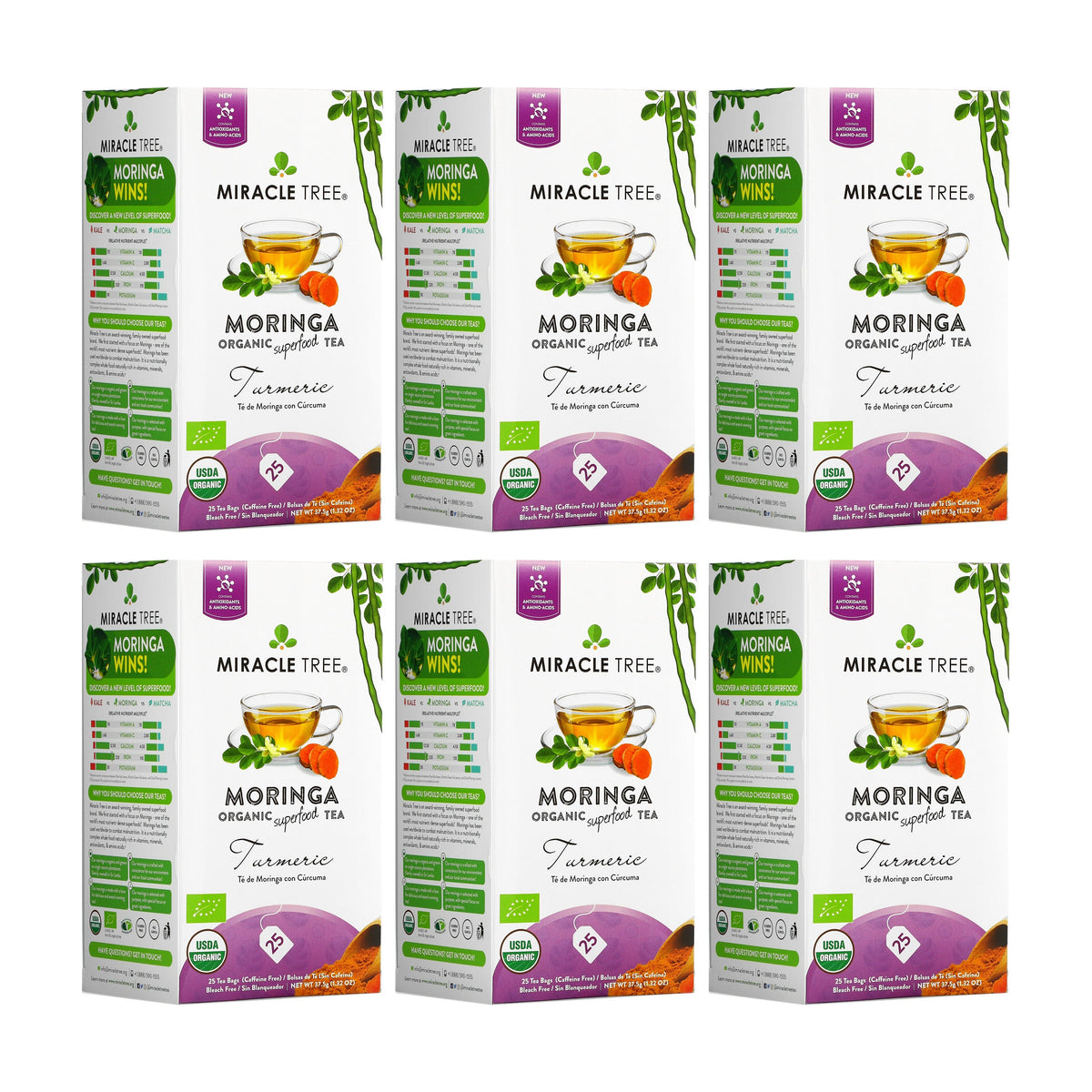 Organic Moringa Tea - Turmeric - Caffeine-Free Herbal Tea