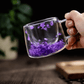 Double Glass Handcrafted Flower Glass Cup Mugs with Dried Flowers - Unique Floral Tea  & Coffee Mug