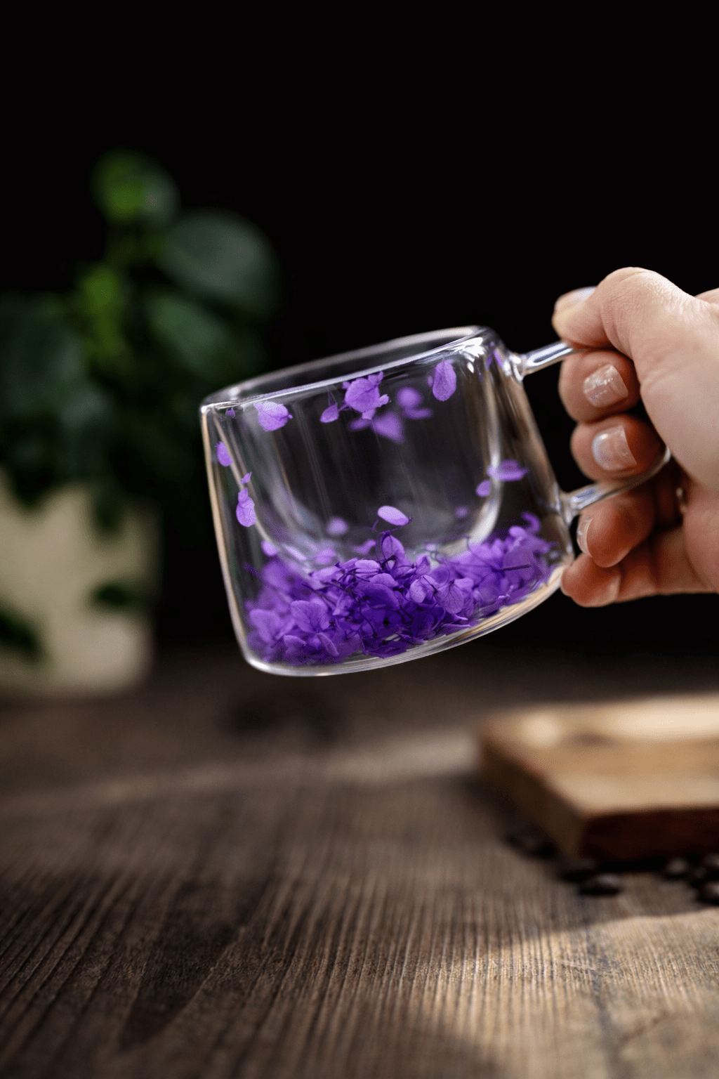 Double Glass Handcrafted Flower Glass Cup Mugs with Dried Flowers - Unique Floral Tea  & Coffee Mug